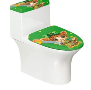 St. Patrick's Day Cow Toilet Lid Cover and Tank Lid Cover Super Soft Toilet Lid